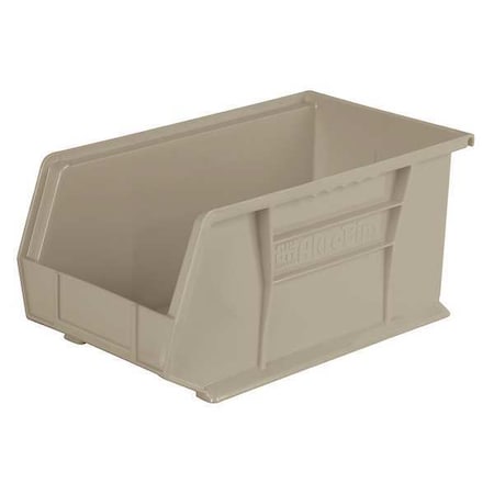 Akro-Mils Hang & Stack Storage Bin, 8-1/4 in W x 14-3/4 in L x 7 in H, 60 lb Load Capacity, Stone, Plastic 30240STONE