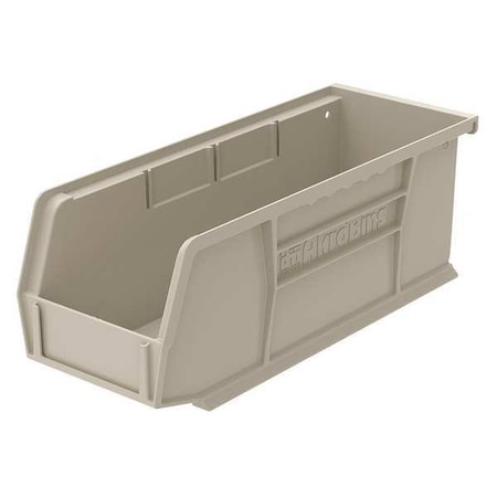 Akro-Mils Hang & Stack Storage Bin, Plastic, Beige, 4 in H, 4 1/8 in W, 10 7/8 in L 30224STONE