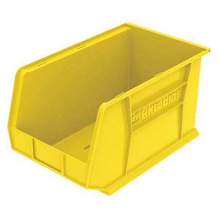 Akro-Mils Hang & Stack Storage Bin, Plastic, Yellow, 10 in H, 11 in W, 18 in L 30260YELLO