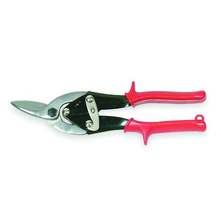 Westward Metal Cutting Snip, Left, 9-3/4 in Length, 1-1/4 in Cutting Length, 18 ga Steel, Soft Grip Handle 1UG18