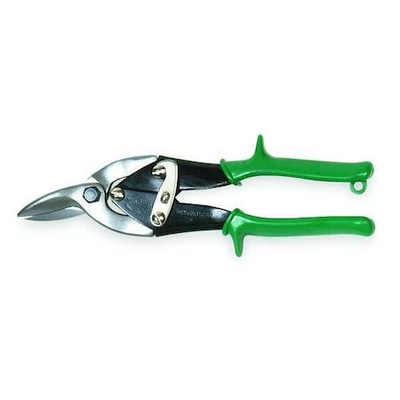 Westward Metal Cutting Snip, Right, 9-3/4 in Length, 1-1/4 in Cutting Length, 18 ga Steel, Soft Grip Handle 1UG17