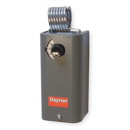 Dayton Line Volt Mechanical Tstat, Heat/Cool, 30-110 Degrees F, 60 to 600V AC, Hydraulic Air Coil, Steel 1UHH2