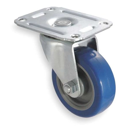 Zoro Select Swivel Plate Caster, Poly, 3 in., 125 lb., D 1UHN3
