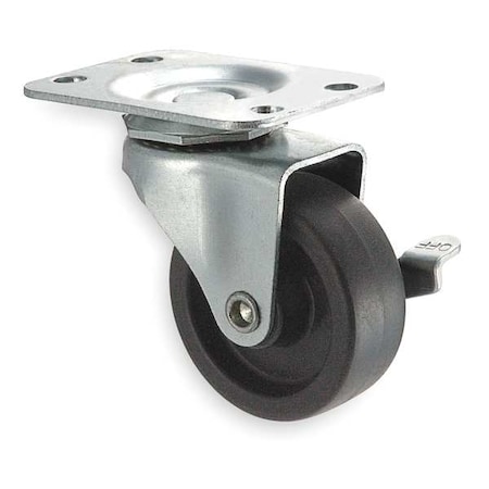 Zoro Select Swivel Plate Caster, Poly, 2 in., 100 lb. 1UHR2