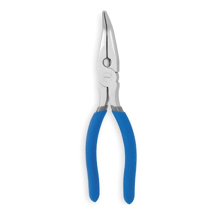 Westward 6 1/2 in Bent Long Nose Plier, Side Cutter Dipped Handle 1UKK4