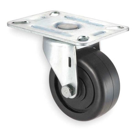 Zoro Select Swivel NSF-Listed Plate Caster, Polyolfin, 2-1/2 in, 175 lb 1UKR9
