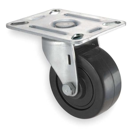 Zoro Select Swivel NSF-Listed Plate Castr, Rubbr, 3 in, 210 lb, Blk 1UKU3