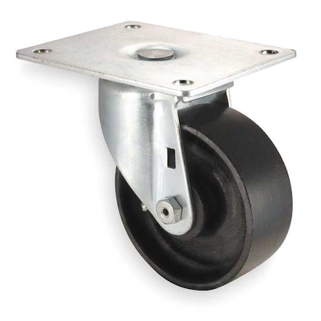 Zoro Select Swivel Plate Caster, Cast Iron, 4 in, 450 lb, D 1UKW9