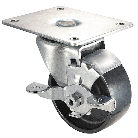 Zoro Select Swivel Plate Caster, Cast Iron, 3 in., 250 lb. 1UKX4