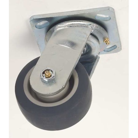 Zoro Select Swivel Plate Caster, Therm Rubber, 4 in, 350 lb 1ULH9