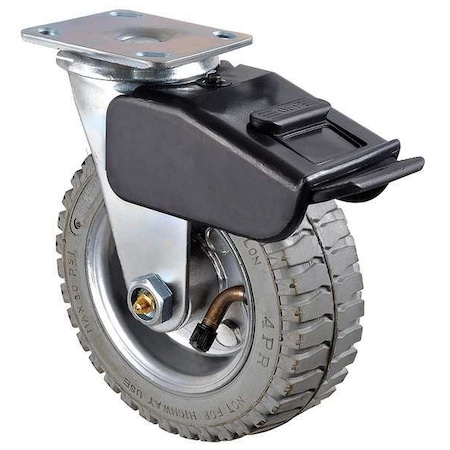 Zoro Select Swivel Pneumatic Caster w/ Brak, 6 in., 200 lb. 1ULH2