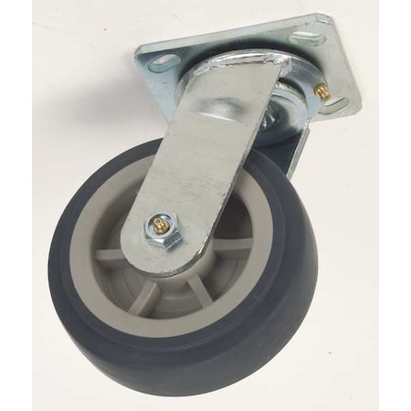 Zoro Select Swivel Plate Caster, Therm Rubber, 5 in., 400 lb 1ULJ2