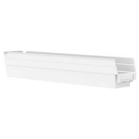 Akro-Mils Shelf Bin, Industrial Grade Polymer, White 30124WHITE