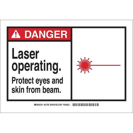 Brady Danger Radiation Sign, 7 in H, 10 in W, Polyester, Rectangle, 83733 83733