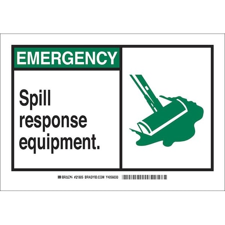 Brady Emergency, Spill Response Equipment., 10" W x 7" H, Rectangle, Aluminum, 46481 46481