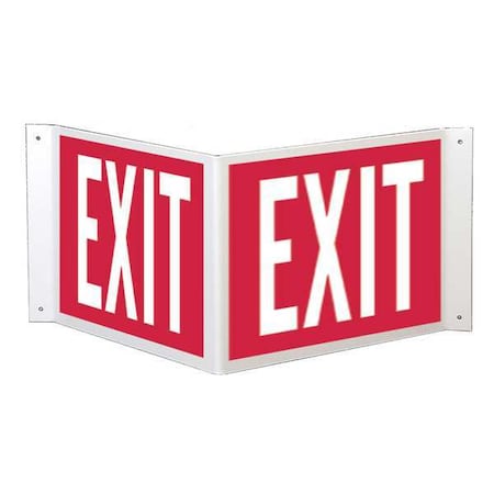 Brady Exit Sign, Plastic, 18" W, 12" H, Exit, Red, White 45379