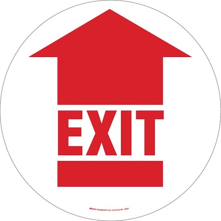 Brady Exit Floor Sign, 17" H, 17" W, Vinyl, Circle, English, 49060 49060