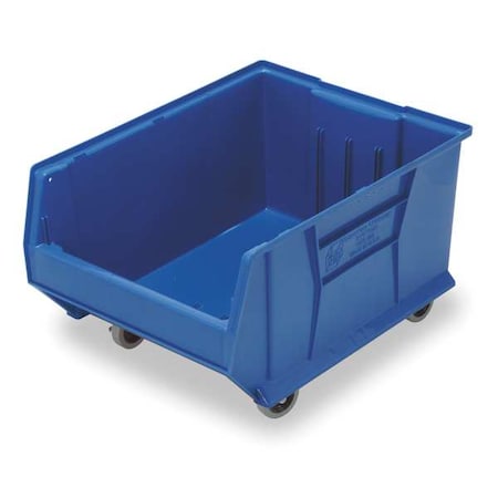 Quantum Storage Systems Mobile Storage Bin, Polypropylene/Polyethylene, Blue, 12 in H, 18 1/4 in W, 29 7/8 in L QUS985MOBBL