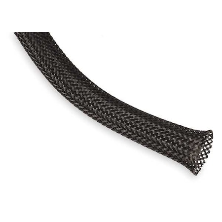TECHFLEX Braided Sleeving, 0.375 In., 50 ft., Black, Wall Thickness: 0.025 in PTN0.38BK50