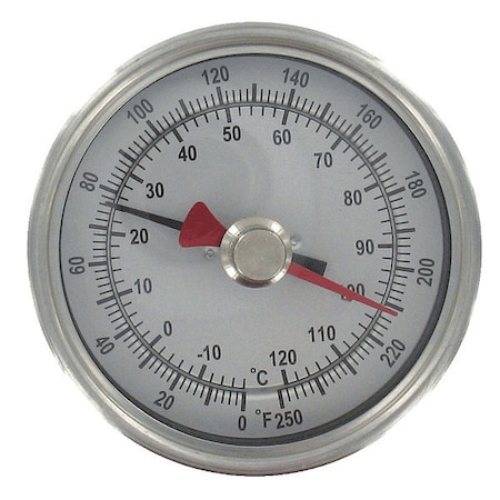 Dwyer Instruments Maximum/minimum bimetal thermometer, range -40 to 160 Degrees F, 2-1/2" stem. BTM3254D