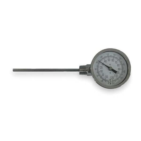 Dwyer Instruments Bimetal thermometer, 2-1/2" stem, range 0 to 250 Degrees F/-20 to 120 Degrees C. BTLS3255D