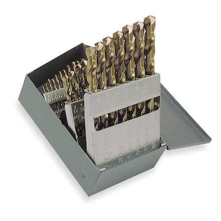 Chicago-Latrobe 29PC 135 Degree Heavy-Duty Cobalt Jobber Lngth Drill Set Chicago-Latrobe 550 Straw HSS-CO 8% 1/16-1/2x1/64 57850