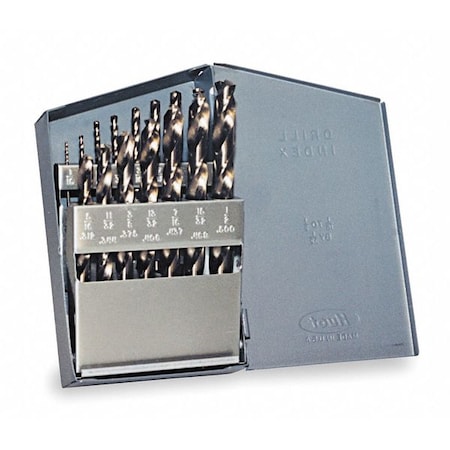 Chicago-Latrobe 15PC 135 Degree Heavy-Duty Cobalt Jobber Lngth Drill Set Chicago-Latrobe 550 Straw HSS-CO 8% 1/16-1/2x1/32 57852