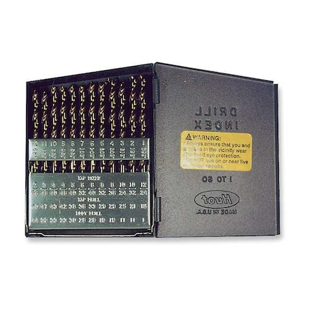 Chicago-Latrobe 60PC 135 Deg Heavy-Duty Cobalt Jobber Drill Set Chicago-Latrobe 550 Straw HSS-CO 8%-M42 No 1-No 60 57853