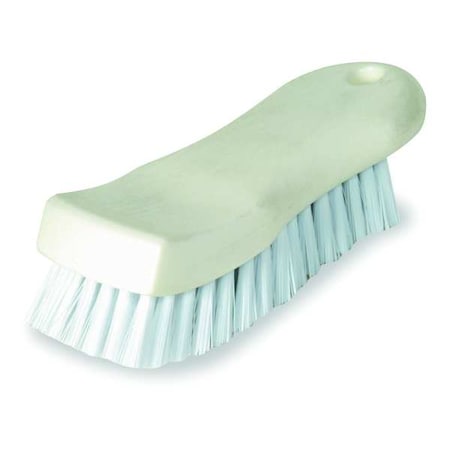 Tough Guy 2 1/2 in W Scrub Brush, Stiff, 6 7/10 in L Handle, 6 7/10 in L Brush, White, Plastic 1VAD8