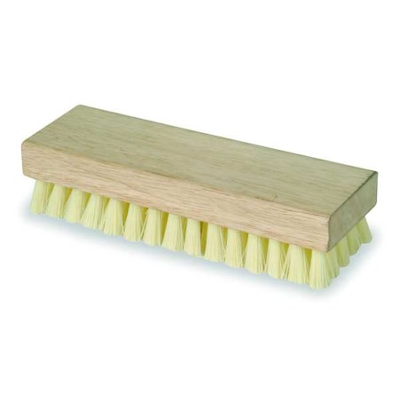 Tough Guy 3 in W Scrub Brush, Stiff, 8 in L Handle, 8 in L Brush, Cream, Wood, 8 in L Overall 1VAD7