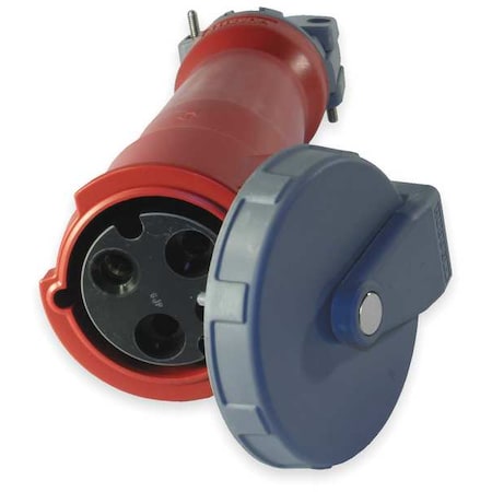 Hubbell Wiring Device-Kellems Watertight Pin & Sleeve Connector, 100 A, 480V AC, Single Phase, 2 Pole, IEC Grounding, Red, NEMA 4X HBL3100C7W