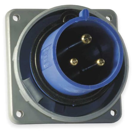 Hubbell Wiring Device-Kellems Watertight Pin & Sleeve Inlet, 30 A, 250V AC, Single Phase, 2 Pole, IEC Grounding, Blue HBL330B6W