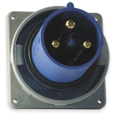 Hubbell Wiring Device-Kellems Watertight Pin & Sleeve Inlet, 60 A, 250V AC, Single Phase, 2 Pole, IEC Grounding, Blue HBL360B6W