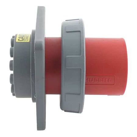Hubbell Wiring Device-Kellems Watertight Pin & Sleeve Inlet, 60 A, 480V AC, Three Phase, 3 Pole, IEC Grounding, Red HBL460B7W