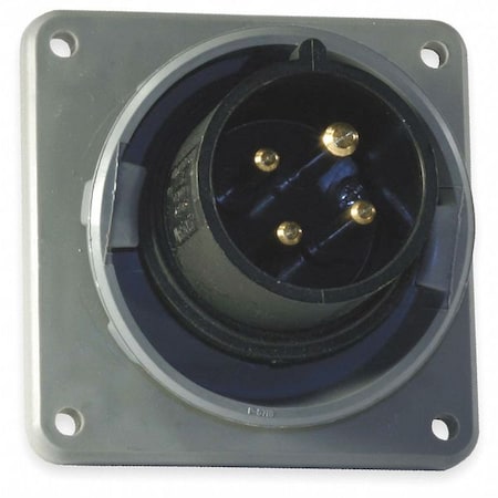 Hubbell Wiring Device-Kellems Watertight Pin & Sleeve Inlet, 20 A, 600V AC, Three Phase, 3 Pole, IEC Grounding, Black HBL420B5W