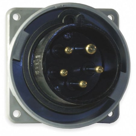 Hubbell Wiring Device-Kellems Watertight Pin & Sleeve Inlet, 30 A, 347/600V AC, Three Phase, 4 Pole, IEC Grounding, Black HBL530B5W