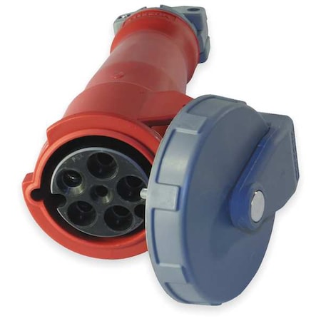 Hubbell Wiring Device-Kellems Watertight Pin & Sleeve Connector, 60 A, 277/480V AC, Three Phase, 4 Pole, IEC Grounding, Red HBL560C7W