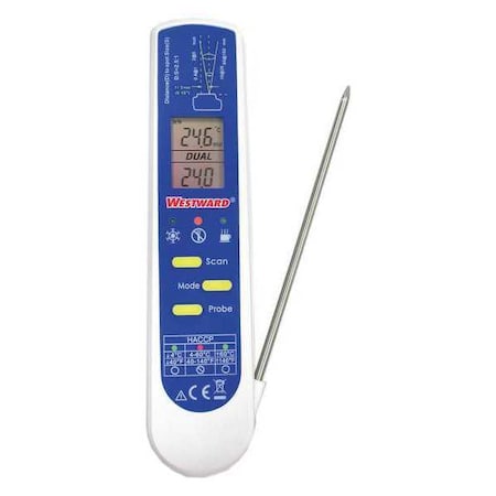 Westward Infrared Thermometer, Single Dot Laser Sighting Adjustable 0.10 to 1.00, LCD 1VEP5