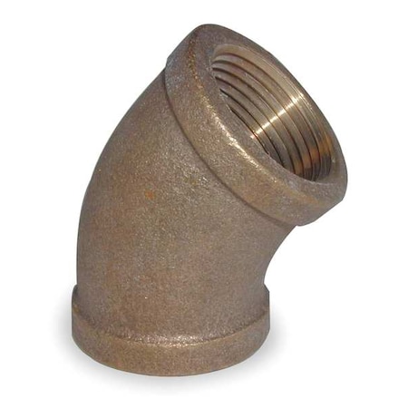 Zoro Select 45 Degrees Elbow Red Brass 45 Degrees Elbow, 1 in Female NPT X 1 in Female NPT 1VEV1