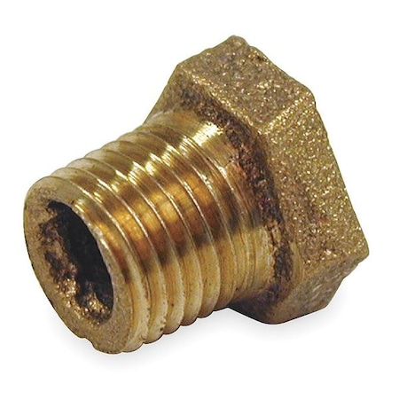 Zoro Select Hex Bushing Red Brass Hex Bushing, 1/2 in Male NPT X 1/4 in Female NPT 1VFX2