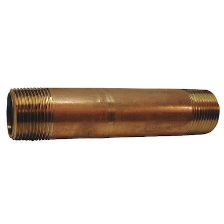 Zoro Select 1" MNPT x 5" TBE Red Brass Pipe Nipple Sch 40 465-050