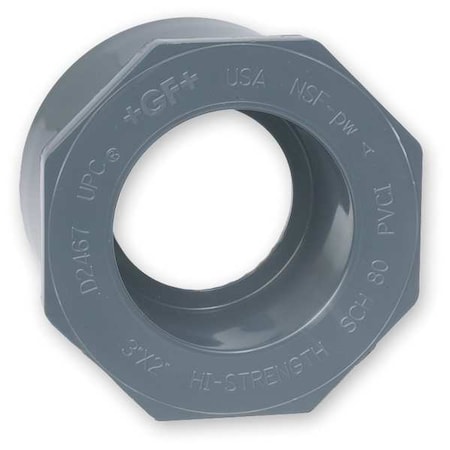 Zoro Select CPVC Reducer Bushing, Schedule 80, 1-1/2" x 1/2" Pipe Size, Spigot x Socket 9837-209