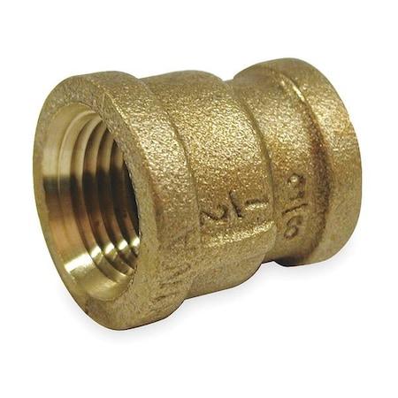 Zoro Select Reducing Coupling Red Brass Reducing Coupling, 1/2 in Female NPT X 1/4 in Female NPT 1VGC9