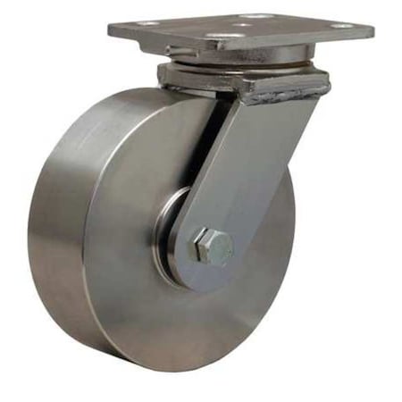 Hamilton Plate Caster, Swivel, SS, 6 in., 1200 lb., Slvr S-WHS-6SB-4SL-SZB
