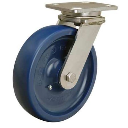 Hamilton Plate Caster, Swivel, Poly, 8 in., 1500 lb., Blu S-WHS-8UYSB-4SL-SZB