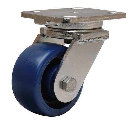 Hamilton Plate Caster, Swivel, Poly, 4 in., 750 lb., Blu S-WHS-4UYSB