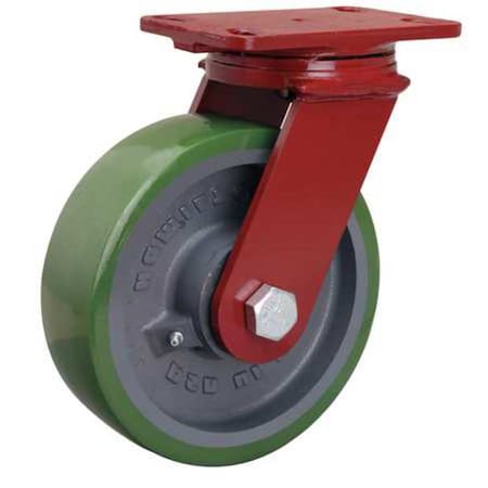 Hamilton Plate Caster, Swivel, Poly, 8 in., 2000 lb., Grn S-FM-8DB