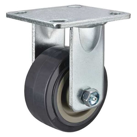 Zoro Select Rigid Plate Caster, 600 lb., 90 Shore A P21R-UP040R-14