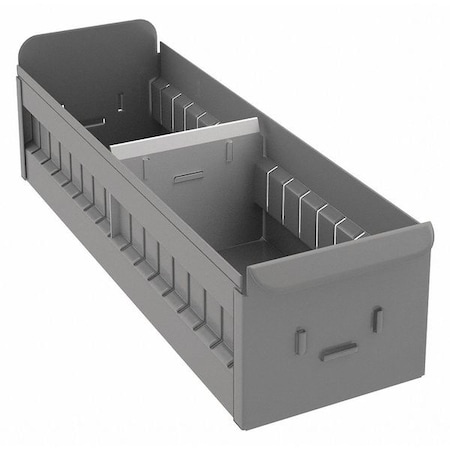Zoro Select Drawer Storage Bin, Steel, Gray, 4 1/2 in H, 5 1/2 in W, 17 in L BX-518