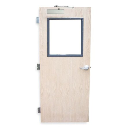 Ceco Security Door, LHR, 84" H, 36" W, 1-3/4" Thick, Red Oak Veneer, Type: 2 RSHL-6-3070-LHR-CU